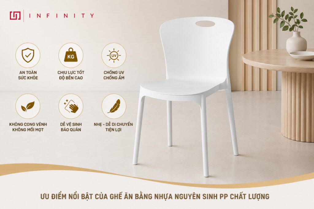 Ưu điểm nổi bật của ghế ăn bằng nhựa nguyên sinh PP chất lượng