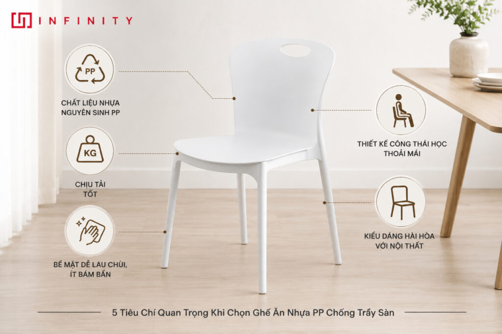 Ghế ăn nhựa pp chống trầy sàn