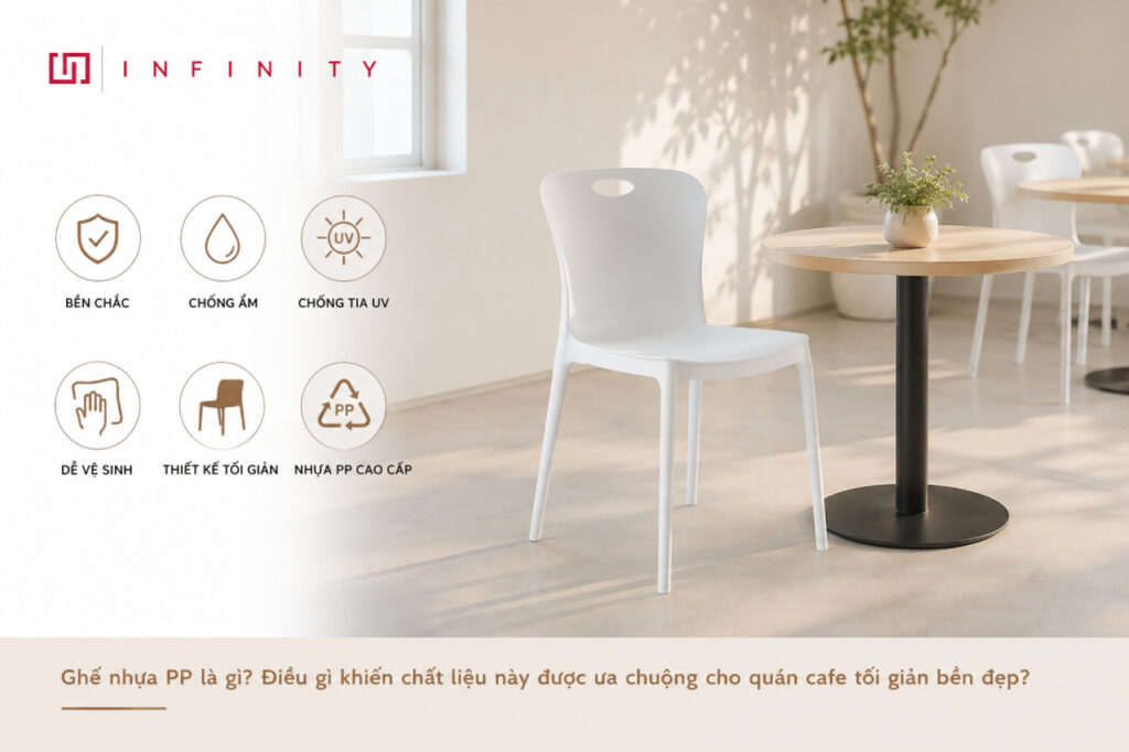 Ghế nhựa PP là gì? Điều gì khiến chất liệu này được ưa chuộng cho quán cafe tối giản bền đẹp