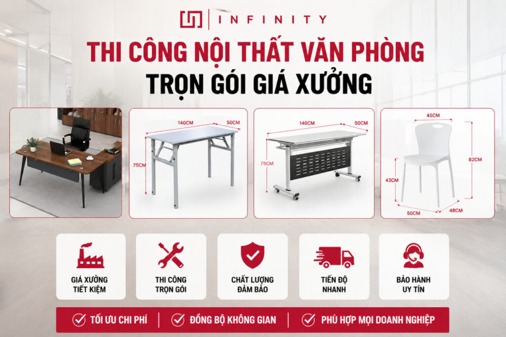 Thi công nội thất văn phòng trọn gói giá xưởng tại Hải Phòng