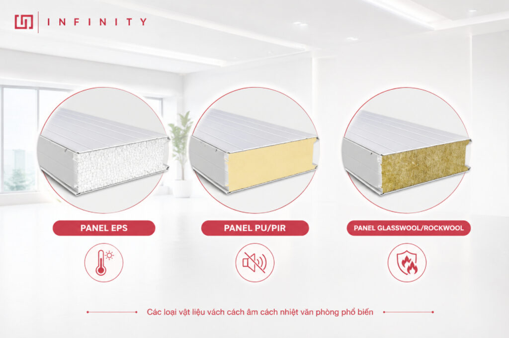 Các loại vật liệu vách cách âm cách nhiệt văn phòng phổ biến